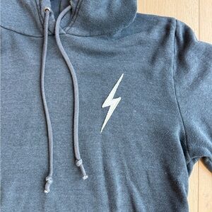 Aviator Nation Bolt Hoodie in Charcoal  with Cream Lightning Bolt